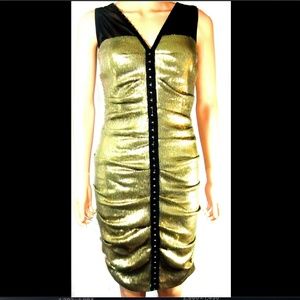 Nicole Miller Black/Gold Sequin Evening Dress Sz 8